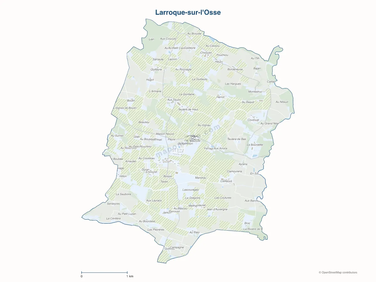 Carte de Larroque-sur-l'Osse à personnaliser