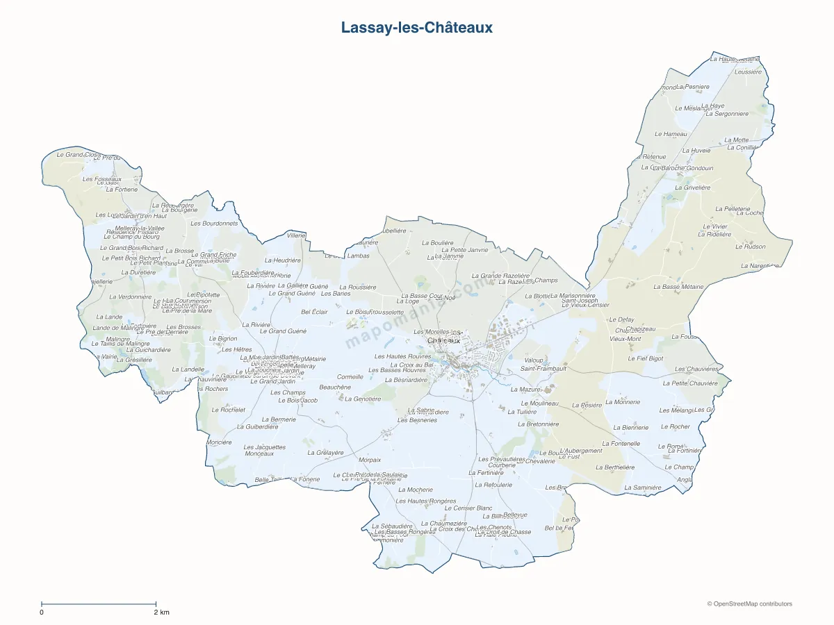 Carte de Lassay-les-Châteaux à personnaliser