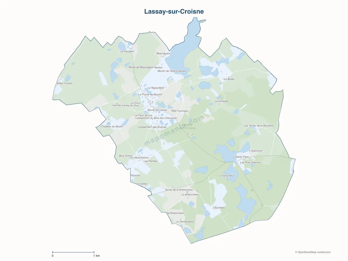 Carte de Lassay-sur-Croisne à personnaliser