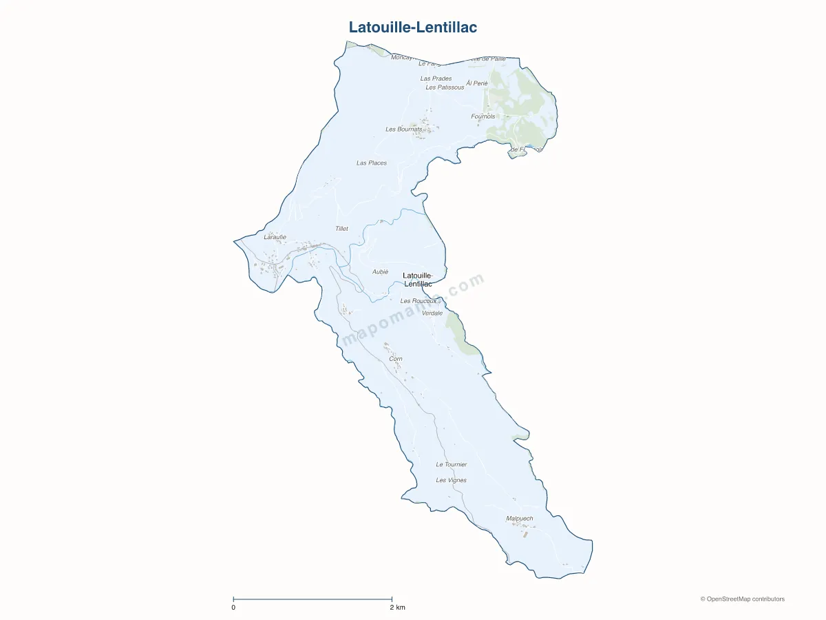 Carte de Latouille-Lentillac à personnaliser