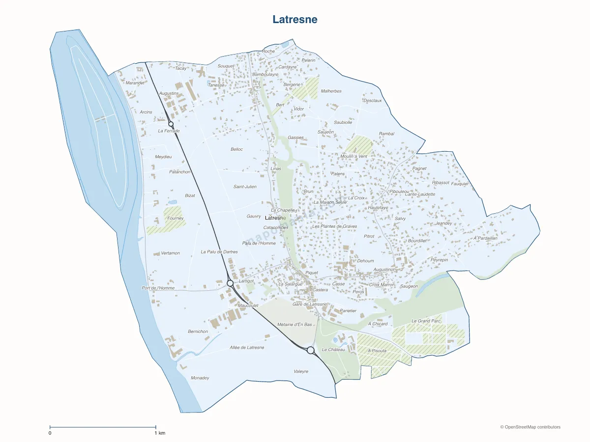 Carte de Latresne à personnaliser