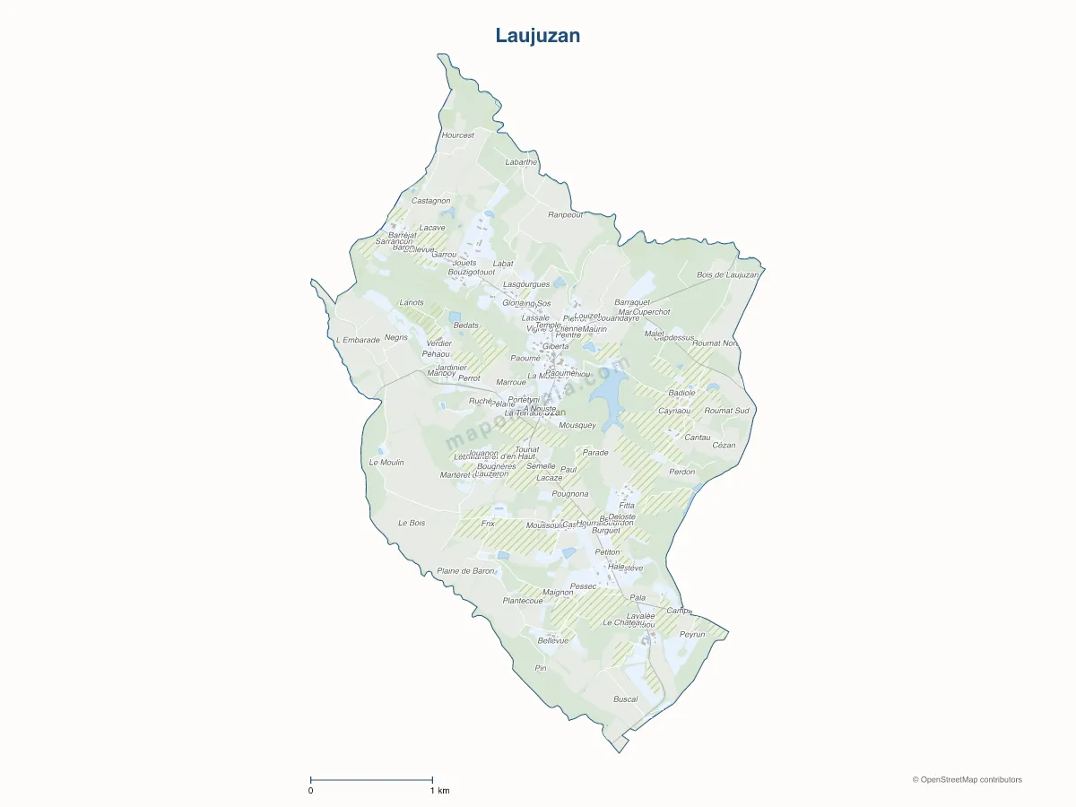 Carte de Laujuzan à personnaliser