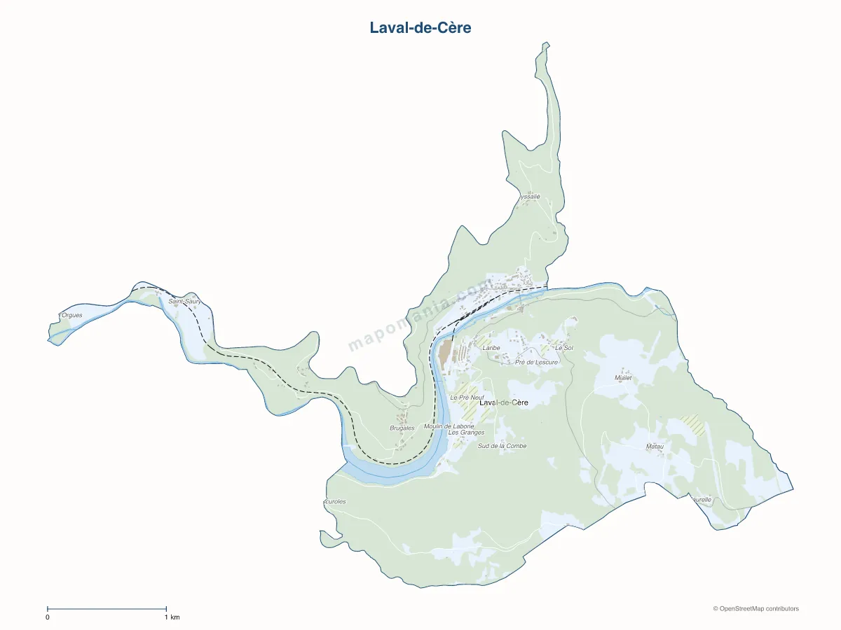 Carte de Laval-de-Cère à personnaliser