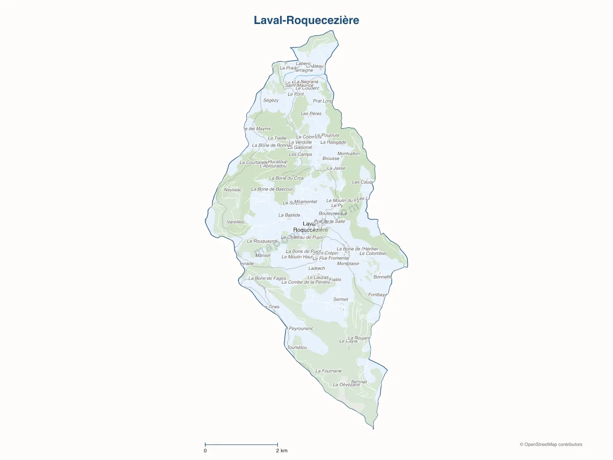 Carte de Laval-Roquecezière à personnaliser