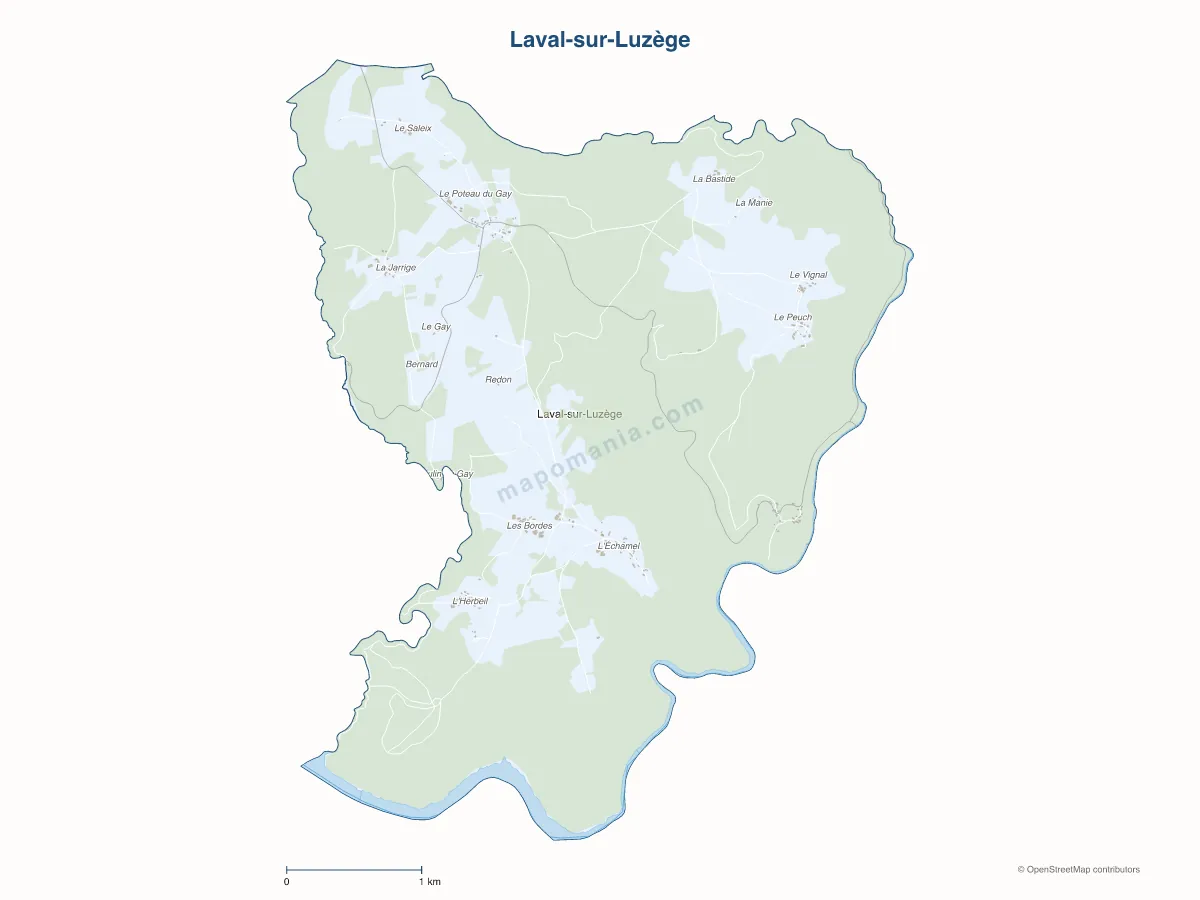 Carte de Laval-sur-Luzège à personnaliser