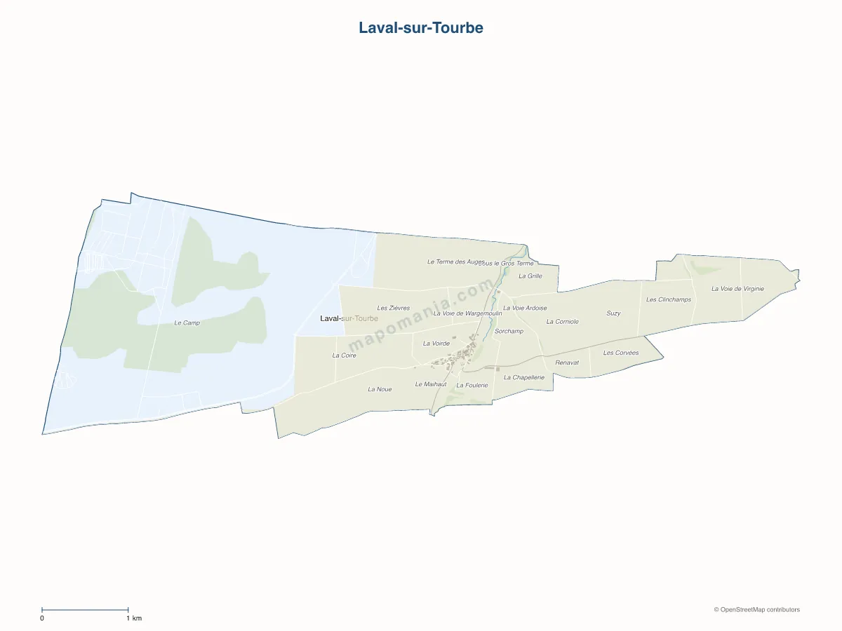 Carte de Laval-sur-Tourbe à personnaliser