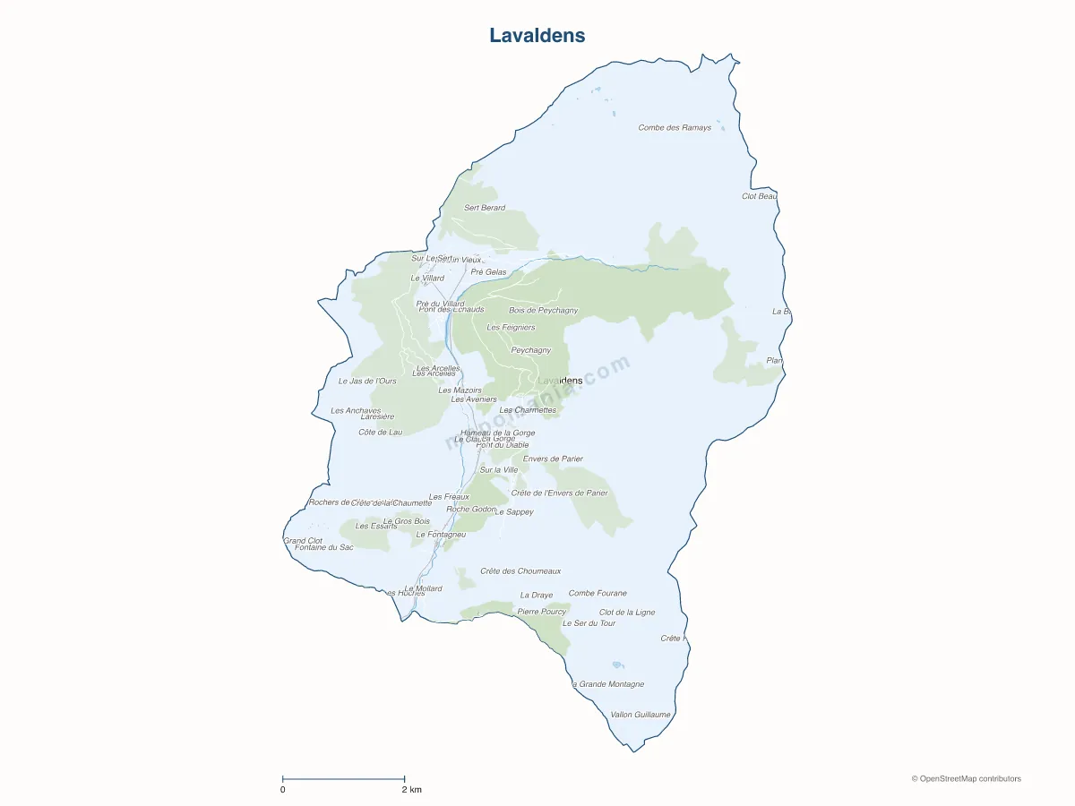 Carte de Lavaldens à personnaliser