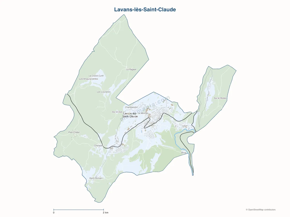 Carte de Lavans-lès-Saint-Claude à personnaliser
