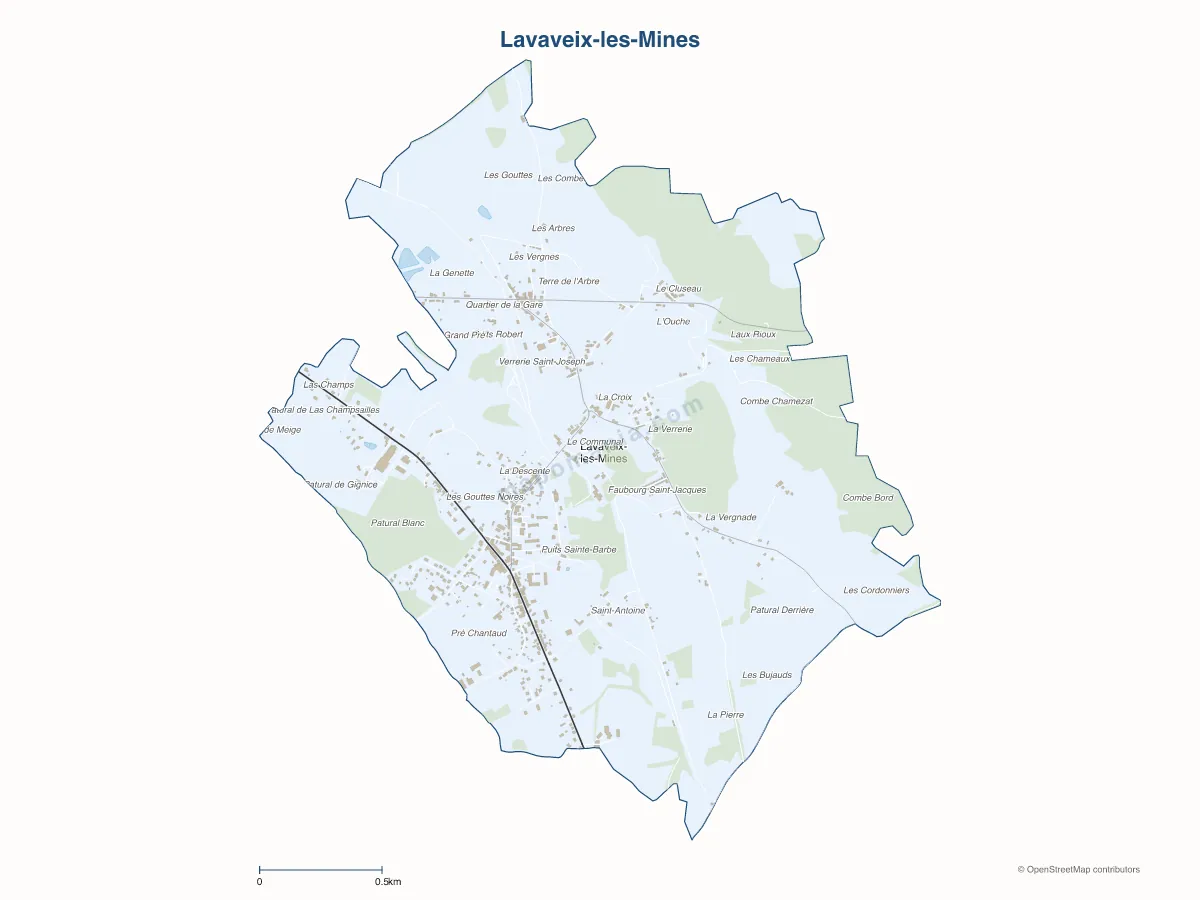 Carte de Lavaveix-les-Mines à personnaliser