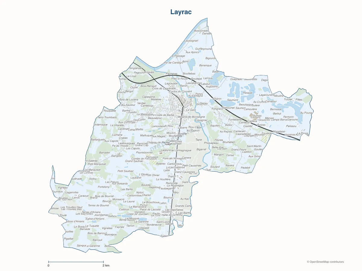 Carte de Layrac à personnaliser