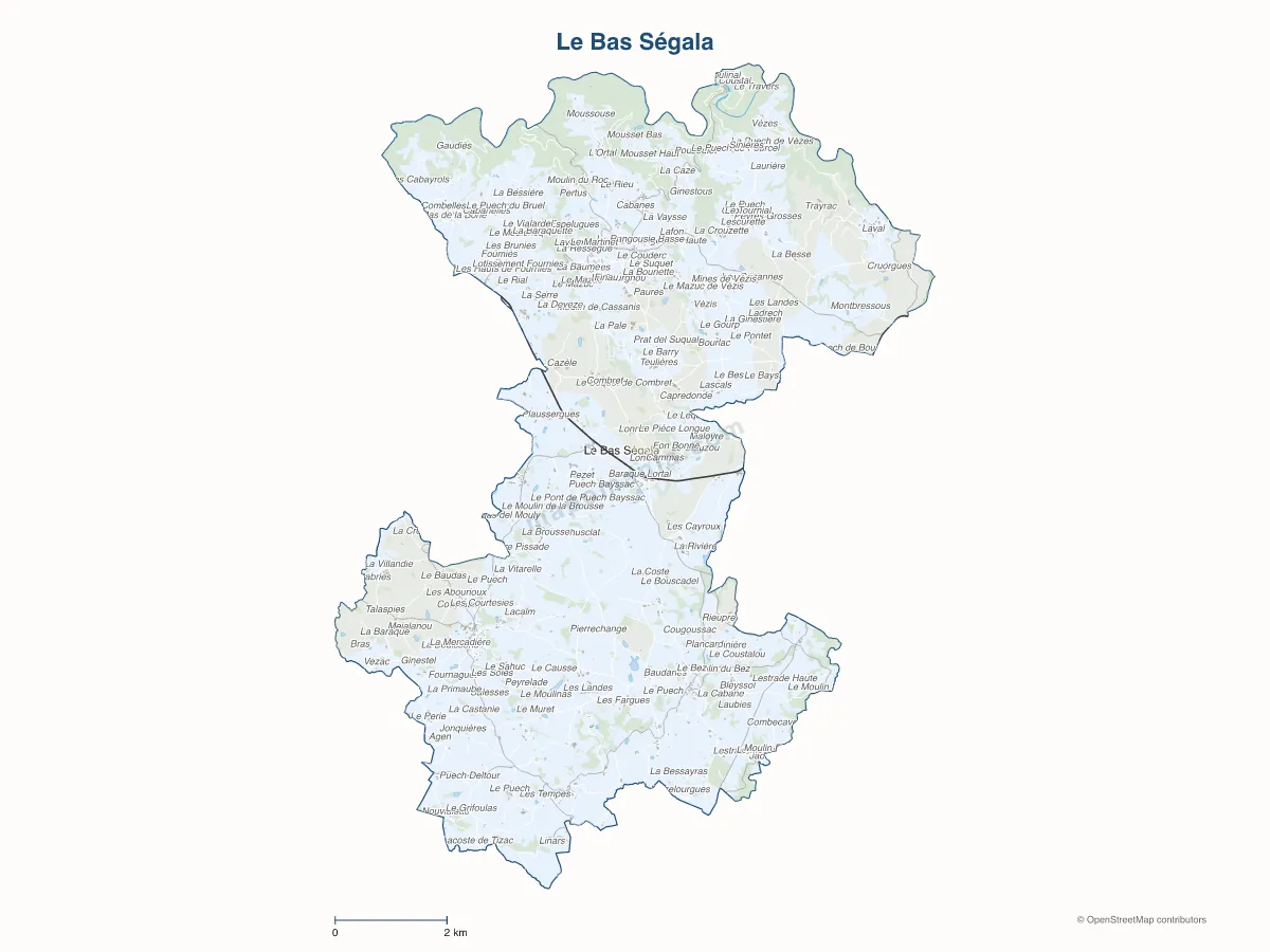 Carte de Le Bas Ségala à personnaliser