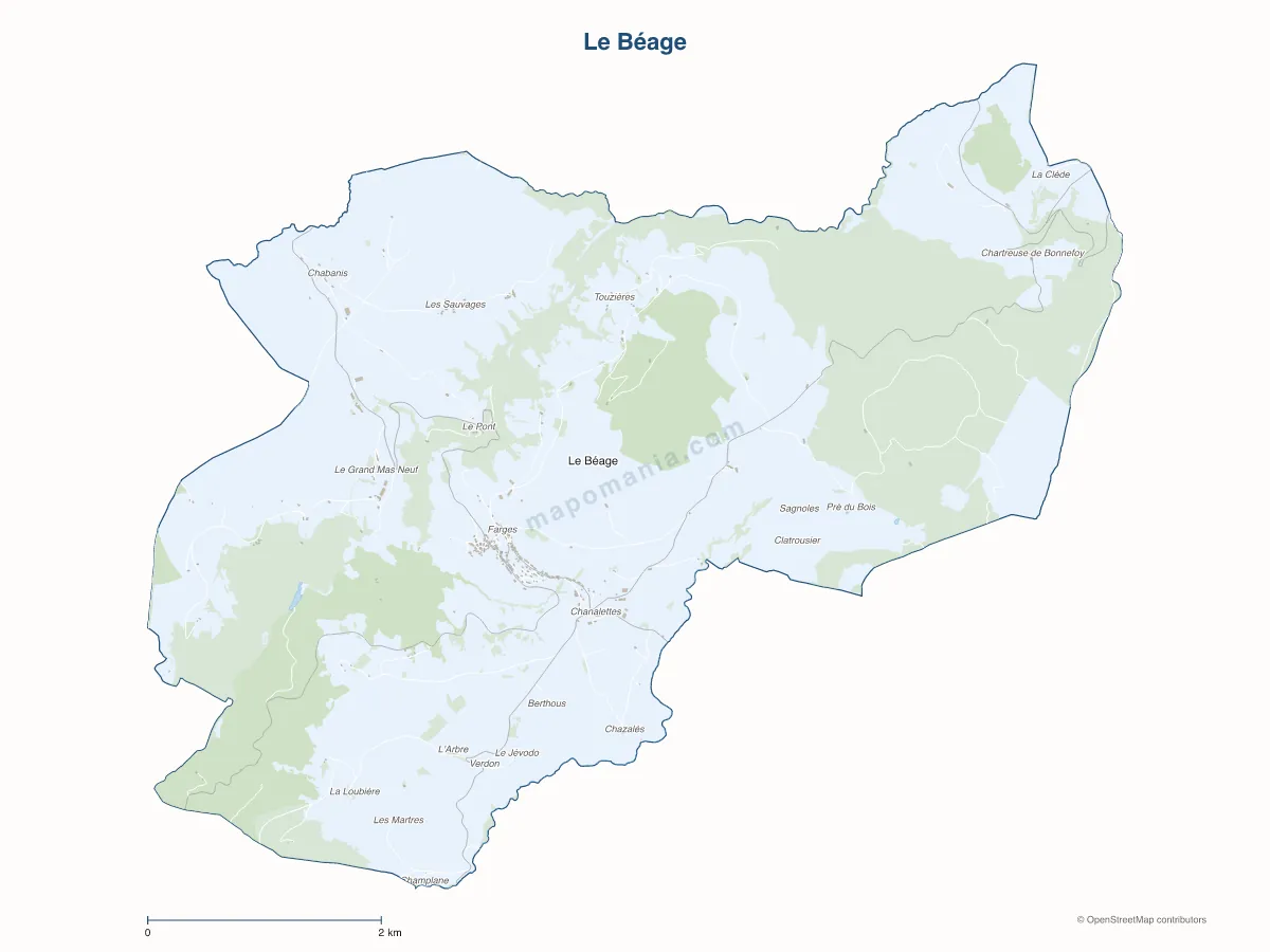 Carte de Le Béage à personnaliser