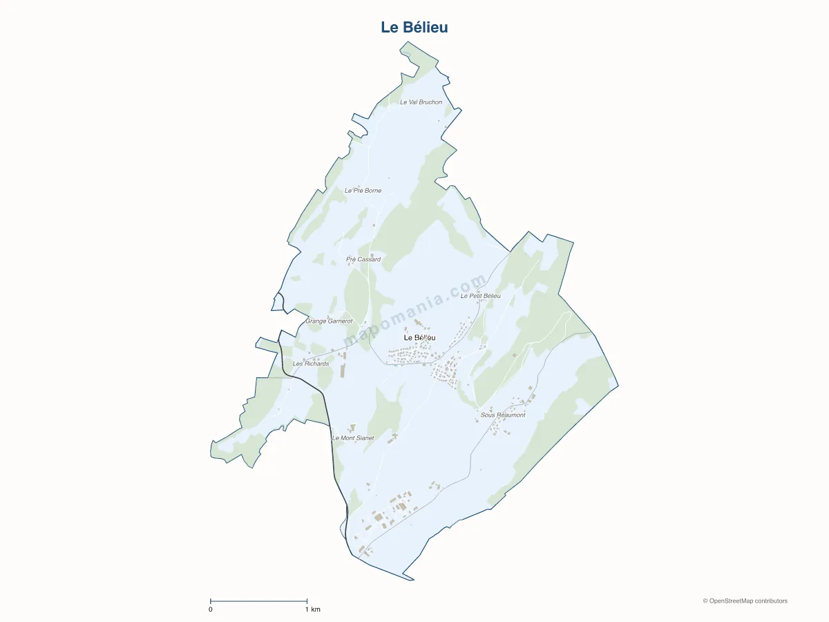 Carte de Le Bélieu à personnaliser