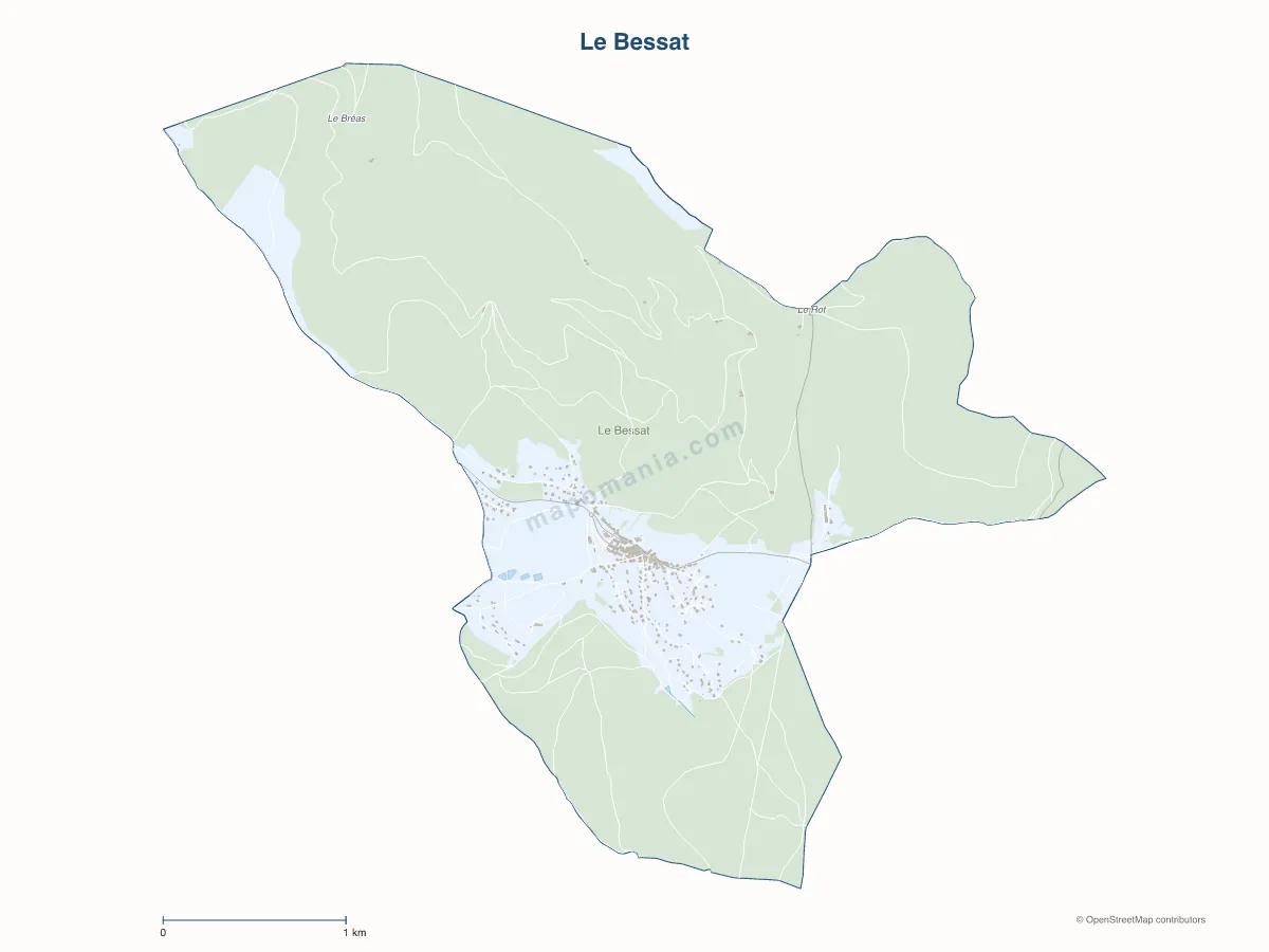 Carte de Le Bessat à personnaliser
