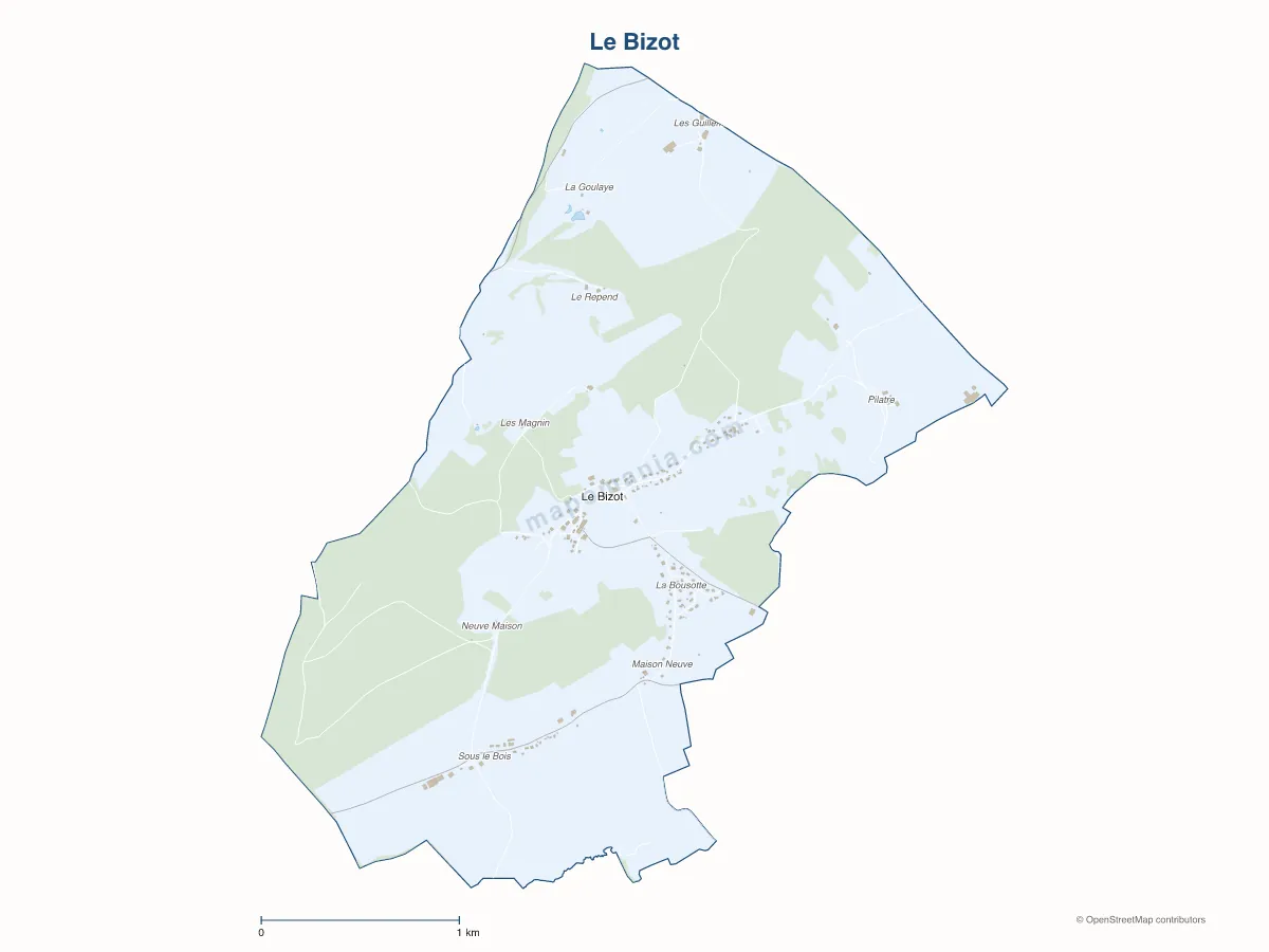 Carte de Le Bizot à personnaliser