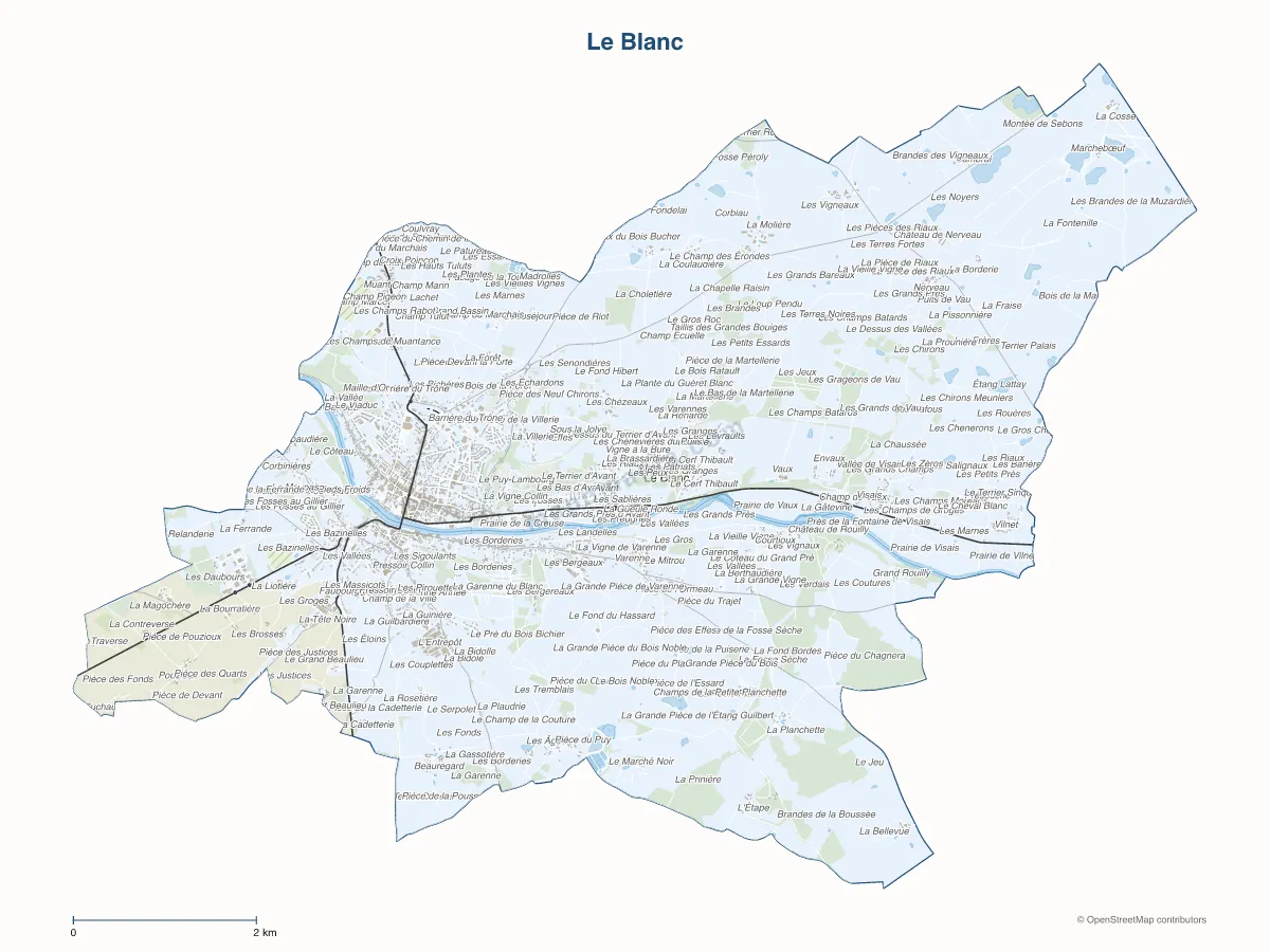 Carte de Le Blanc à personnaliser