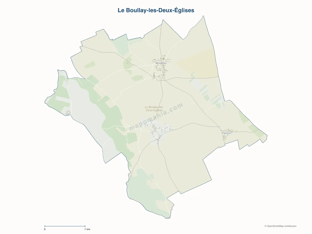 Carte de Le Boullay-les-Deux-Églises à personnaliser