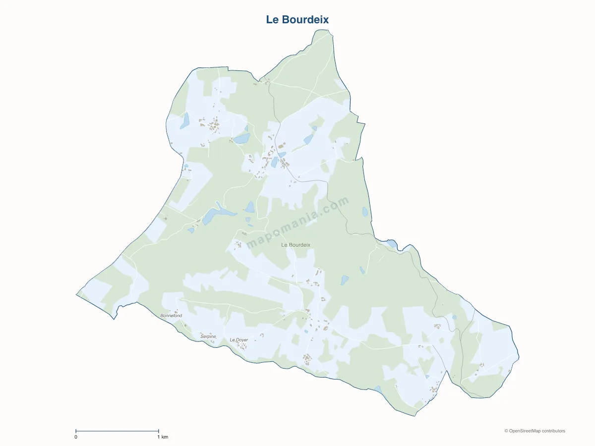 Carte de Le Bourdeix à personnaliser