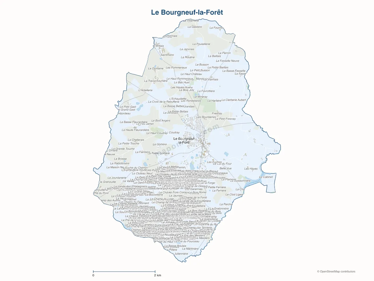Carte de Le Bourgneuf-la-Forêt à personnaliser