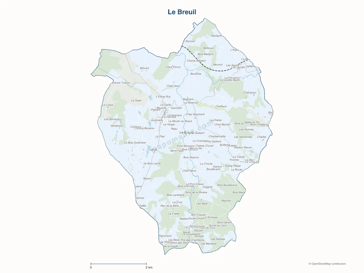 Carte de Le Breuil à personnaliser