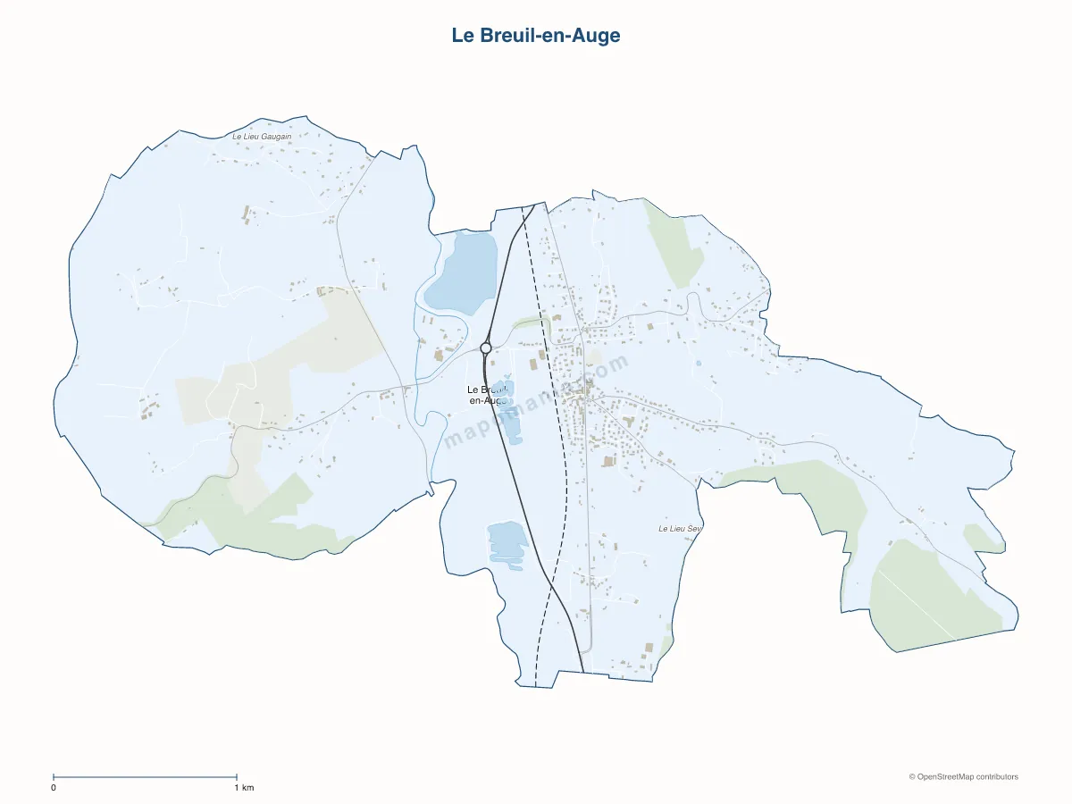 Carte de Le Breuil-en-Auge à personnaliser