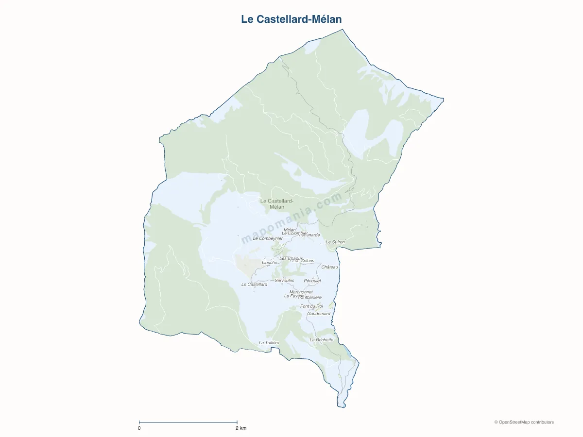 Carte de Le Castellard-Mélan à personnaliser