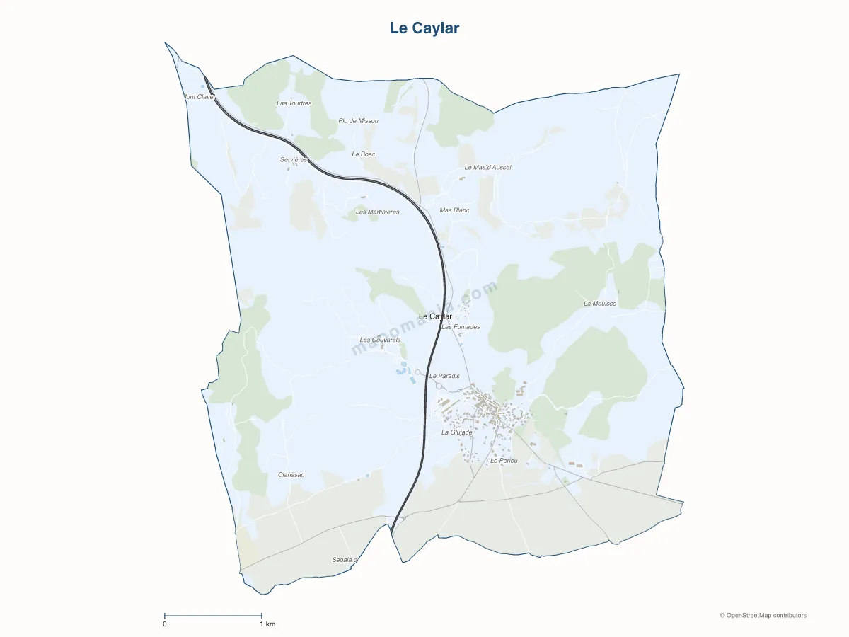 Carte de Le Caylar à personnaliser
