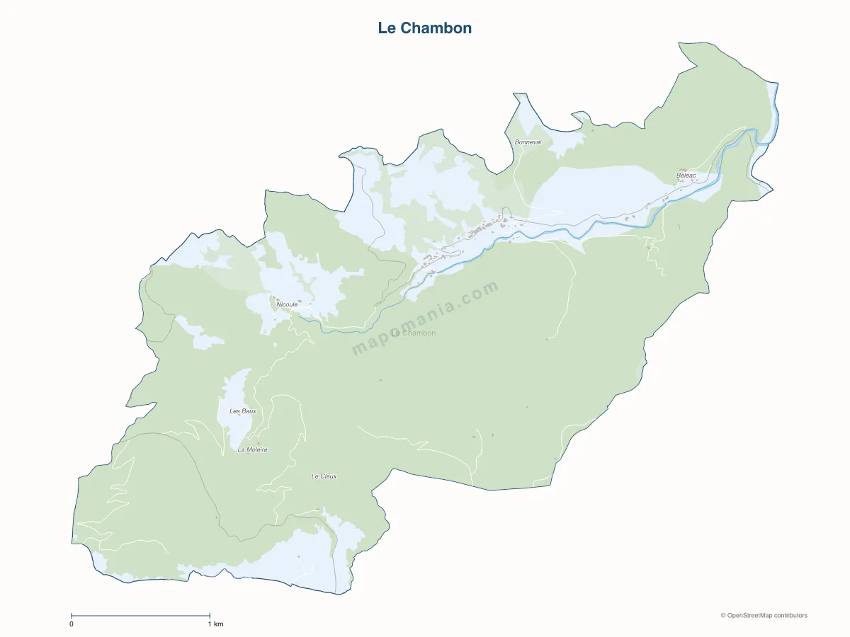 Carte de Le Chambon à personnaliser