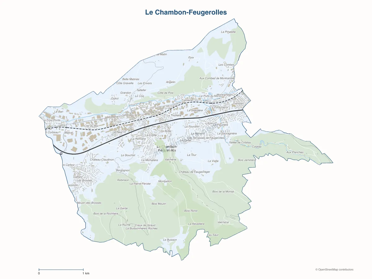 Carte de Le Chambon-Feugerolles à personnaliser