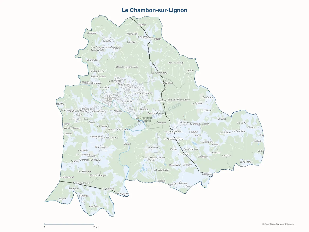Carte de Le Chambon-sur-Lignon à personnaliser