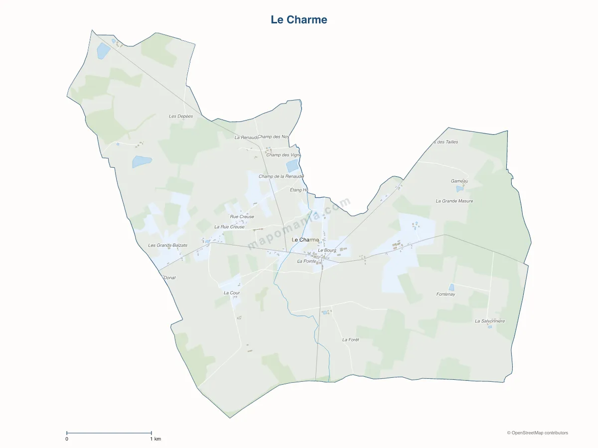 Carte de Le Charme à personnaliser