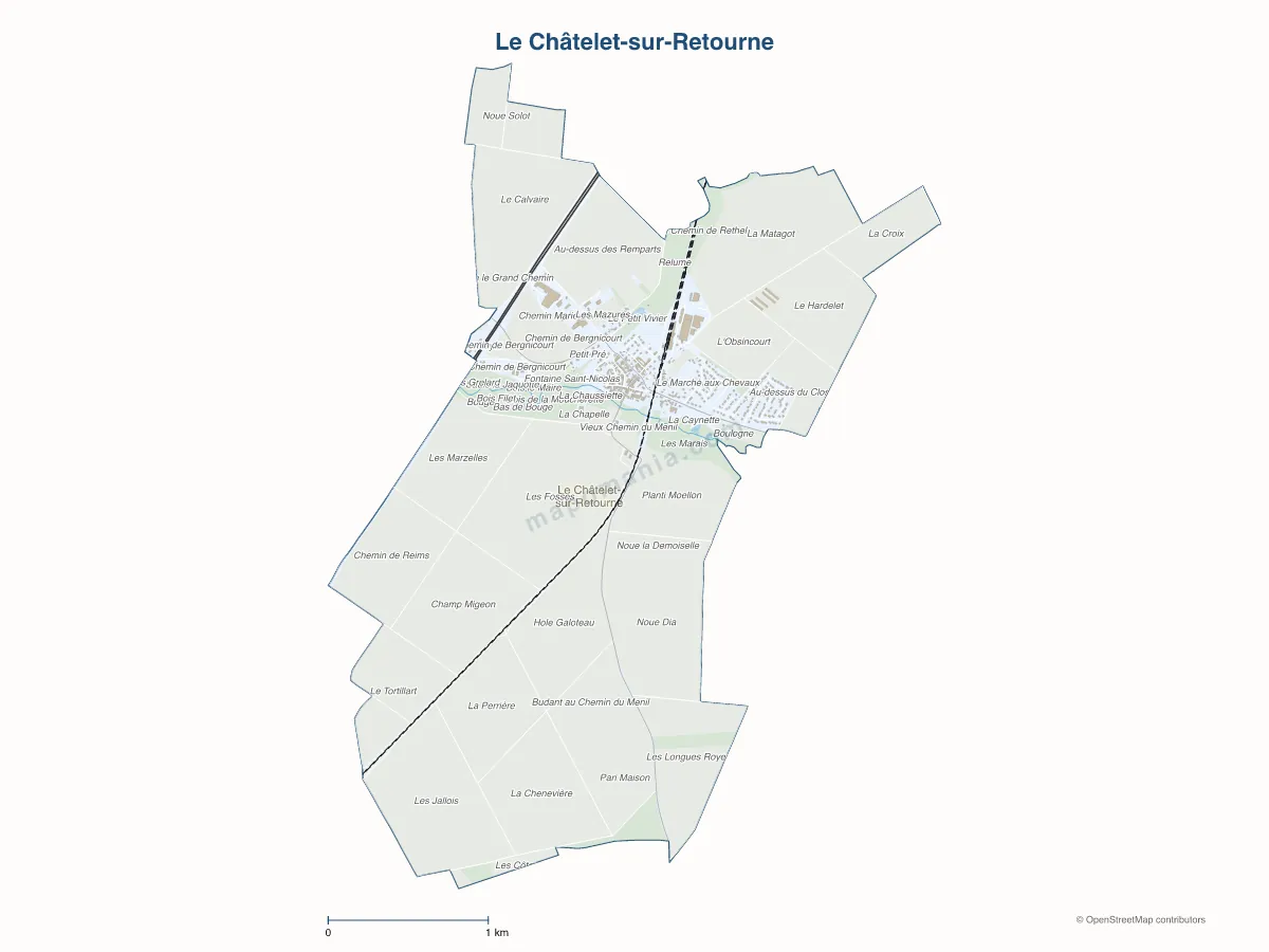Carte de Le Châtelet-sur-Retourne à personnaliser