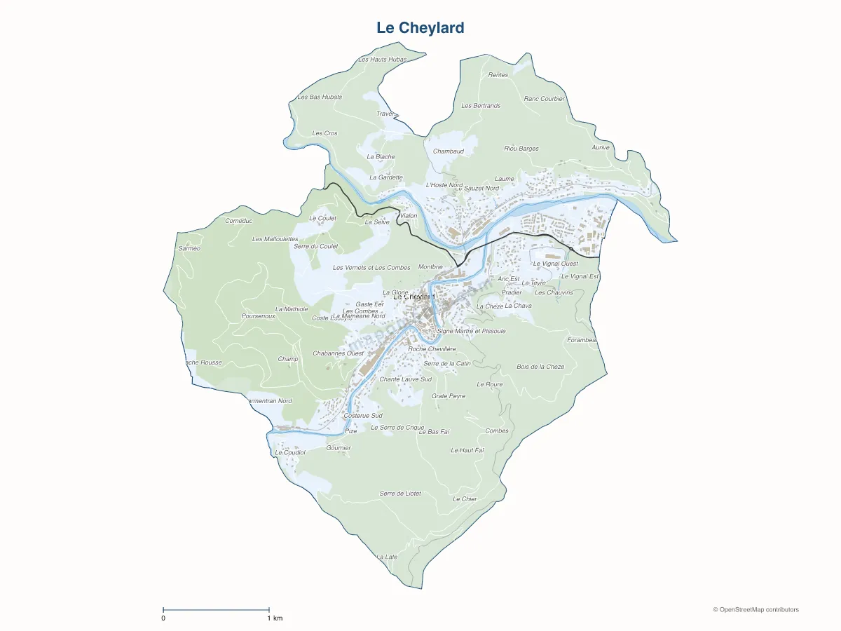 Carte de Le Cheylard à personnaliser