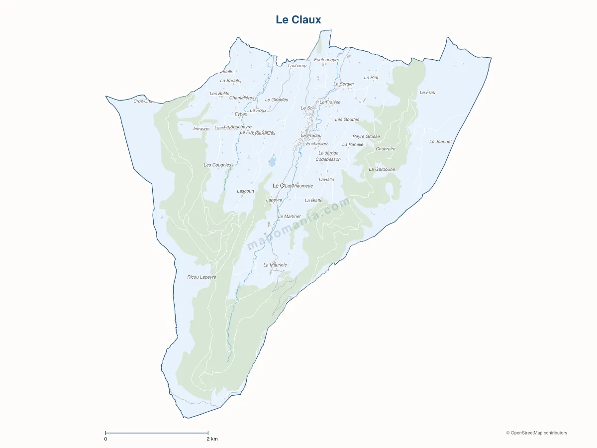 Carte de Le Claux à personnaliser
