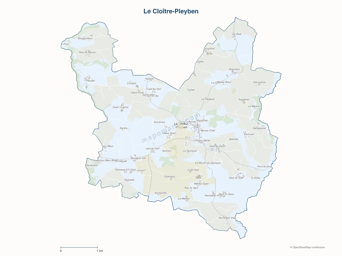 Carte de Le Cloître-Pleyben à personnaliser