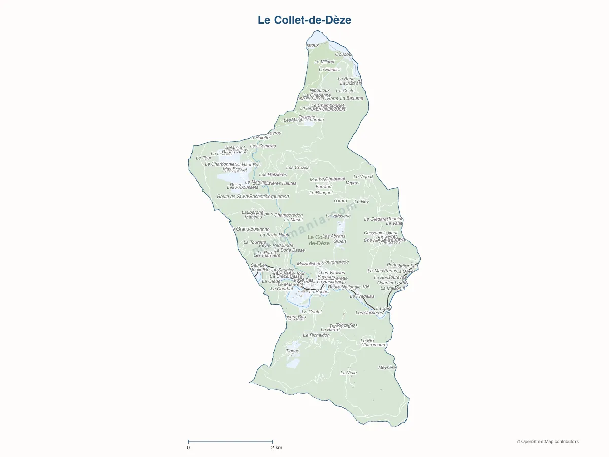 Carte de Le Collet-de-Dèze à personnaliser