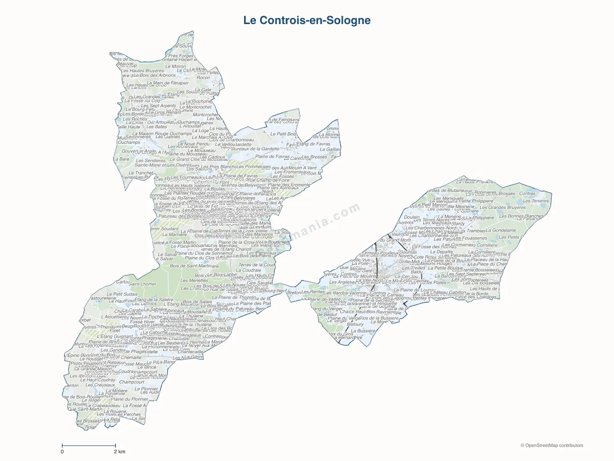 Carte de Le Controis-en-Sologne à personnaliser