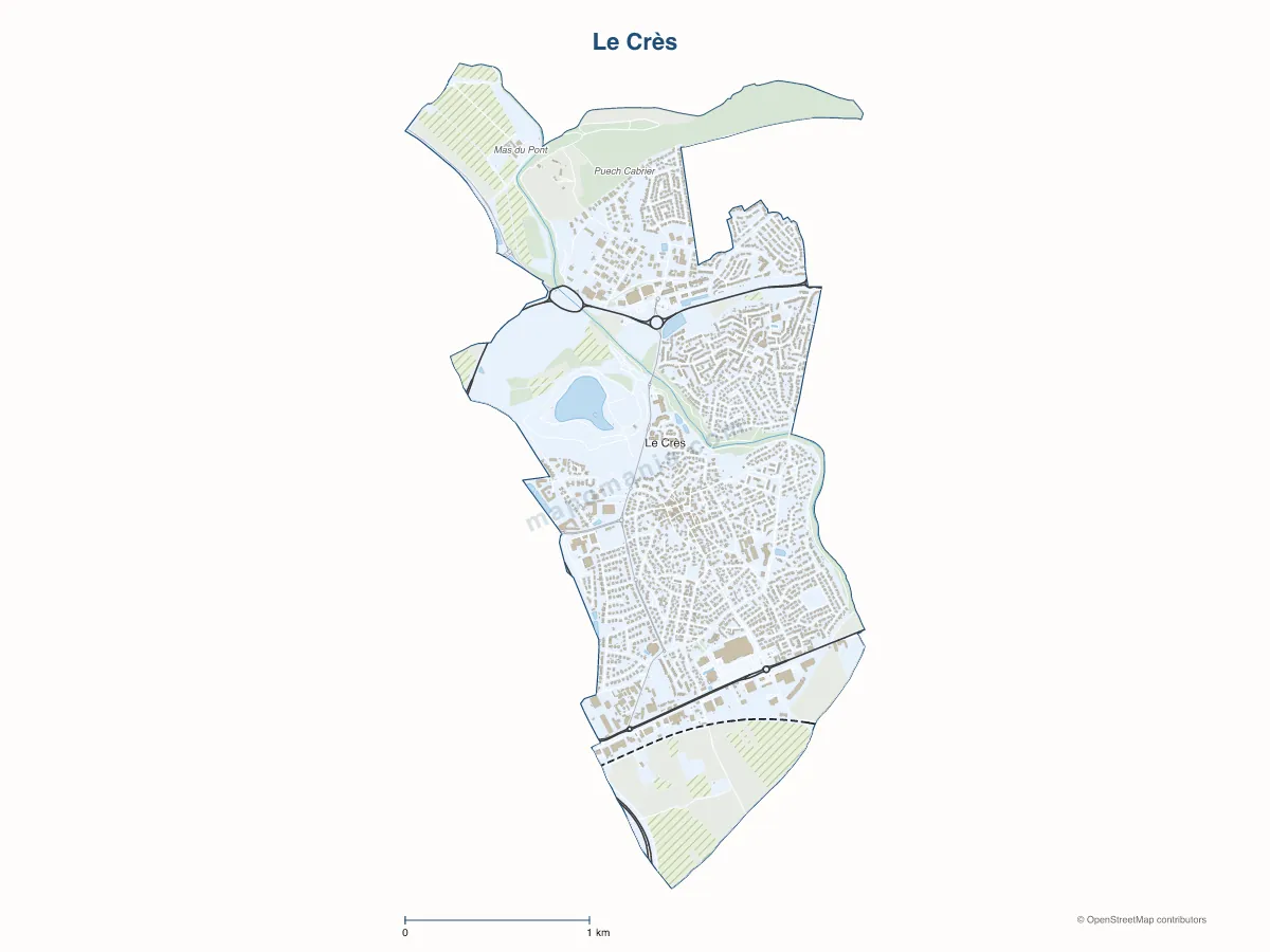 Carte de Le Crès à personnaliser