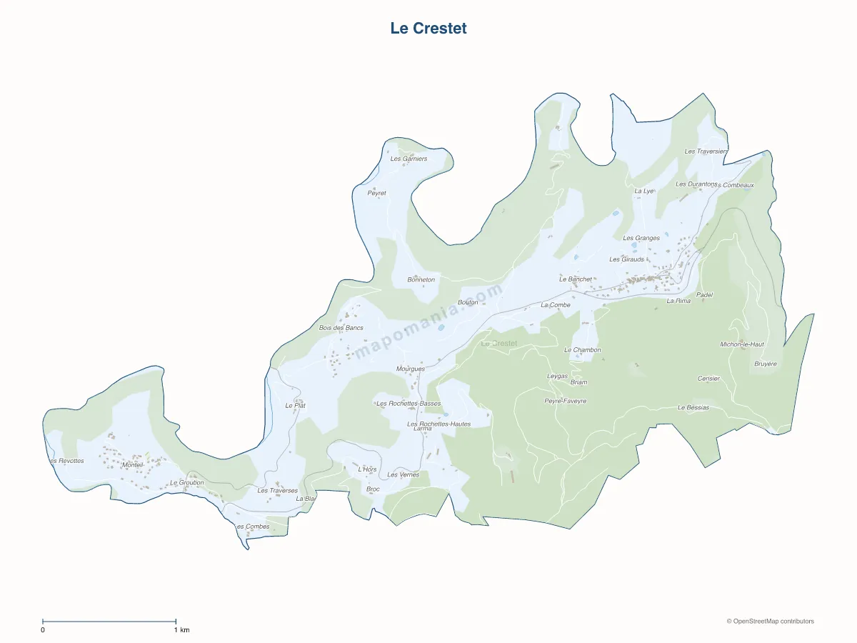 Carte de Le Crestet à personnaliser