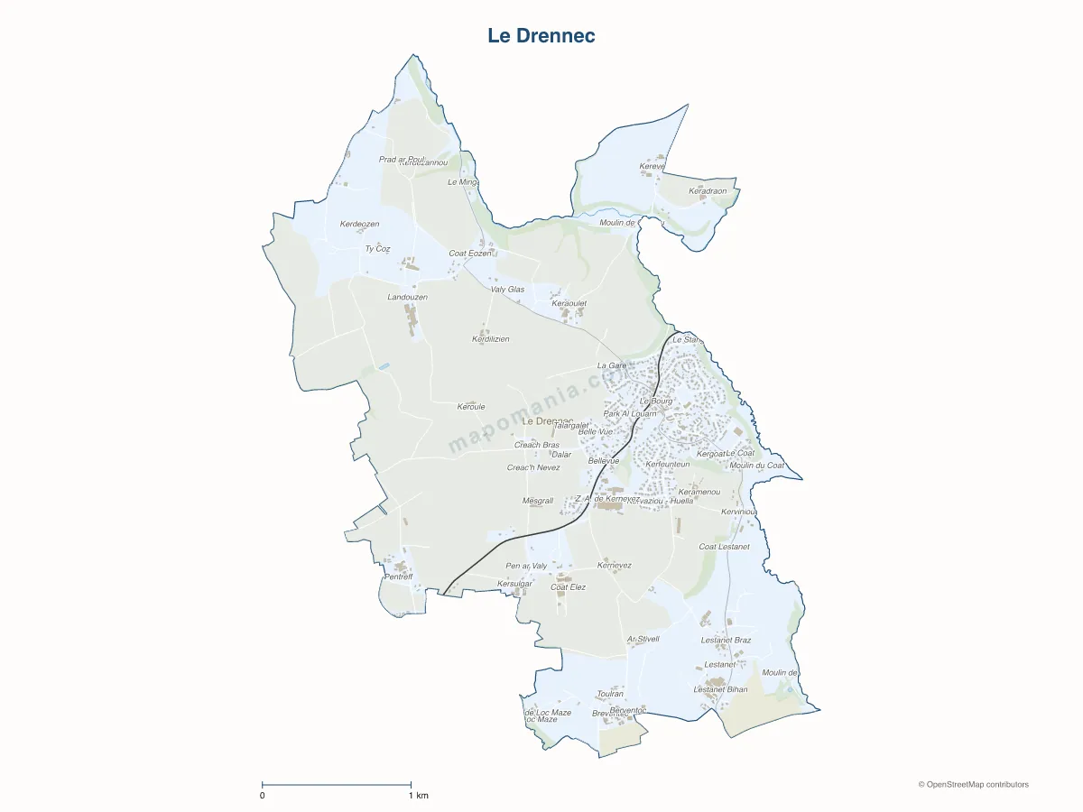 Carte de Le Drennec à personnaliser