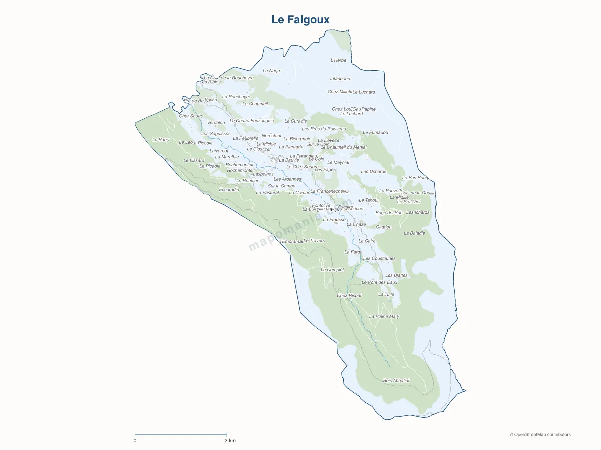Carte de Le Falgoux à personnaliser