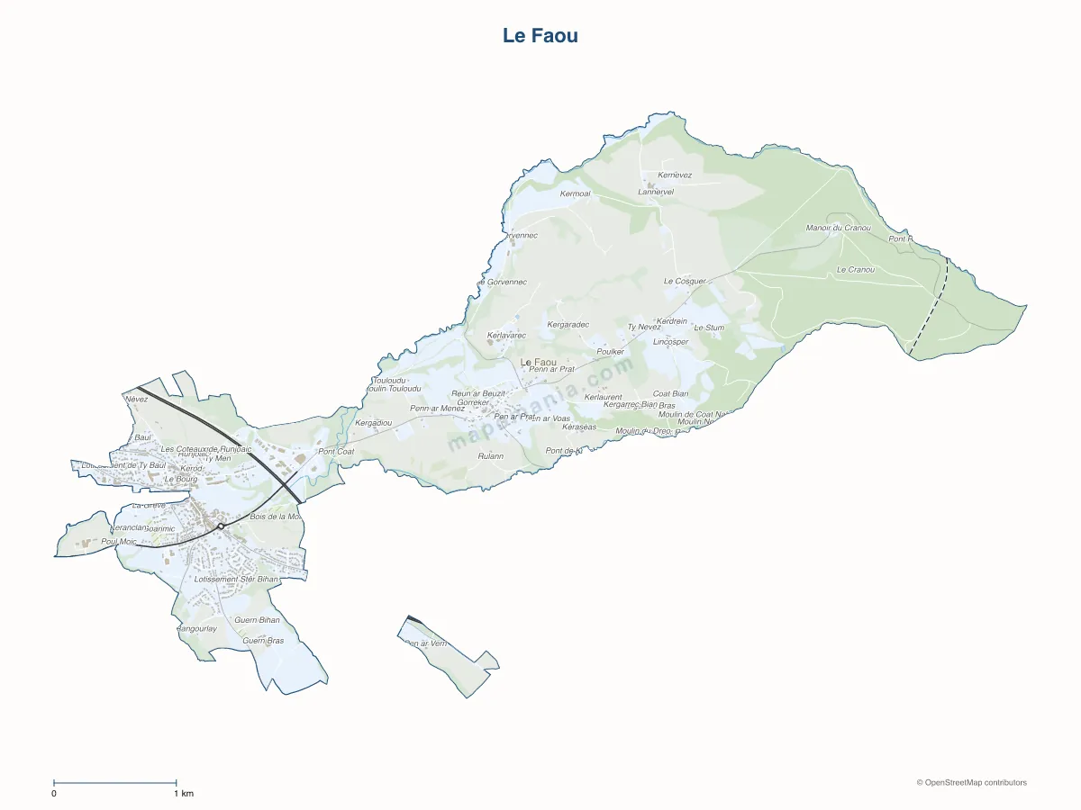 Carte de Le Faou à personnaliser