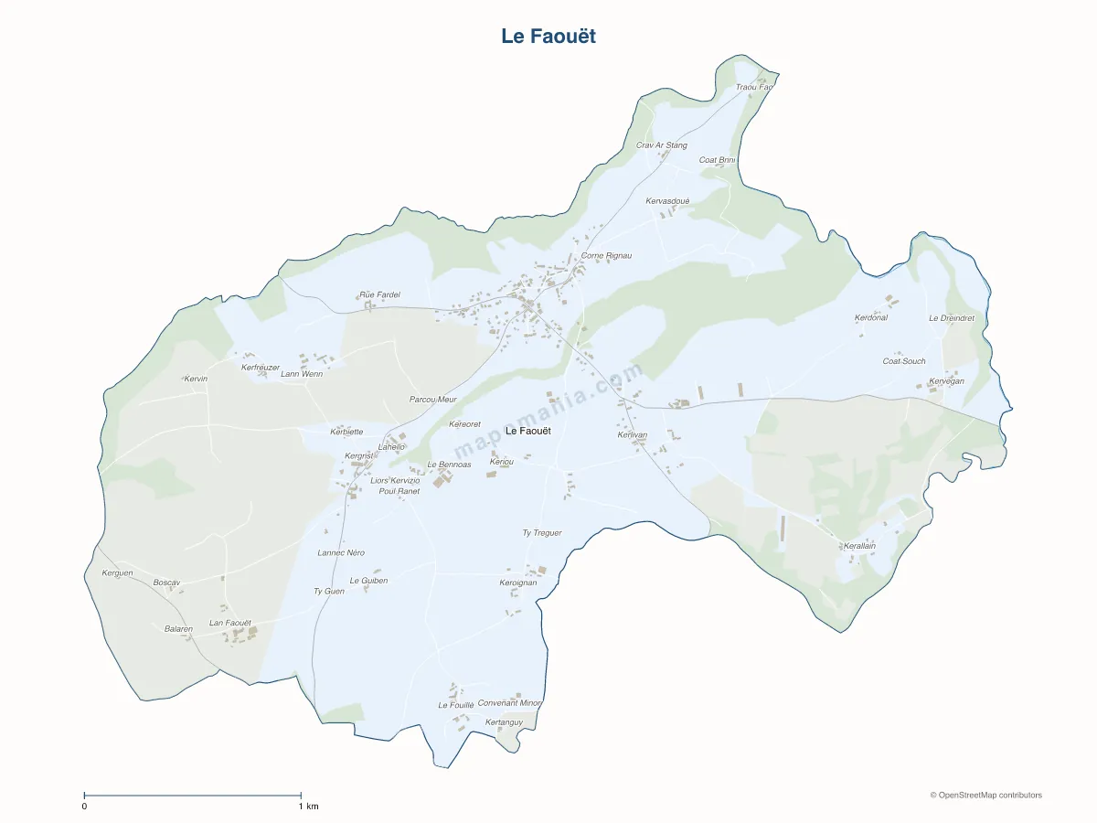 Carte de Le Faouët à personnaliser