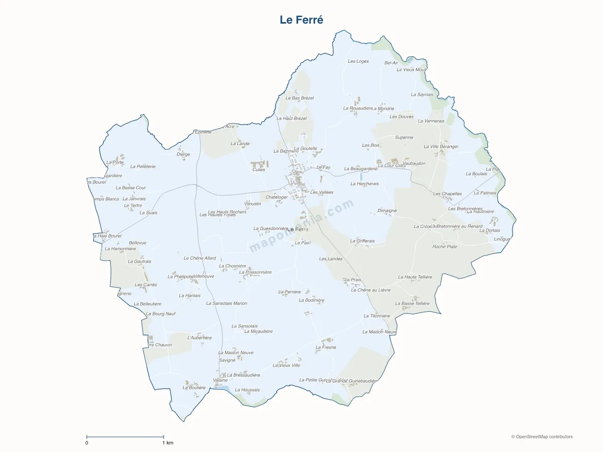 Carte de Le Ferré à personnaliser
