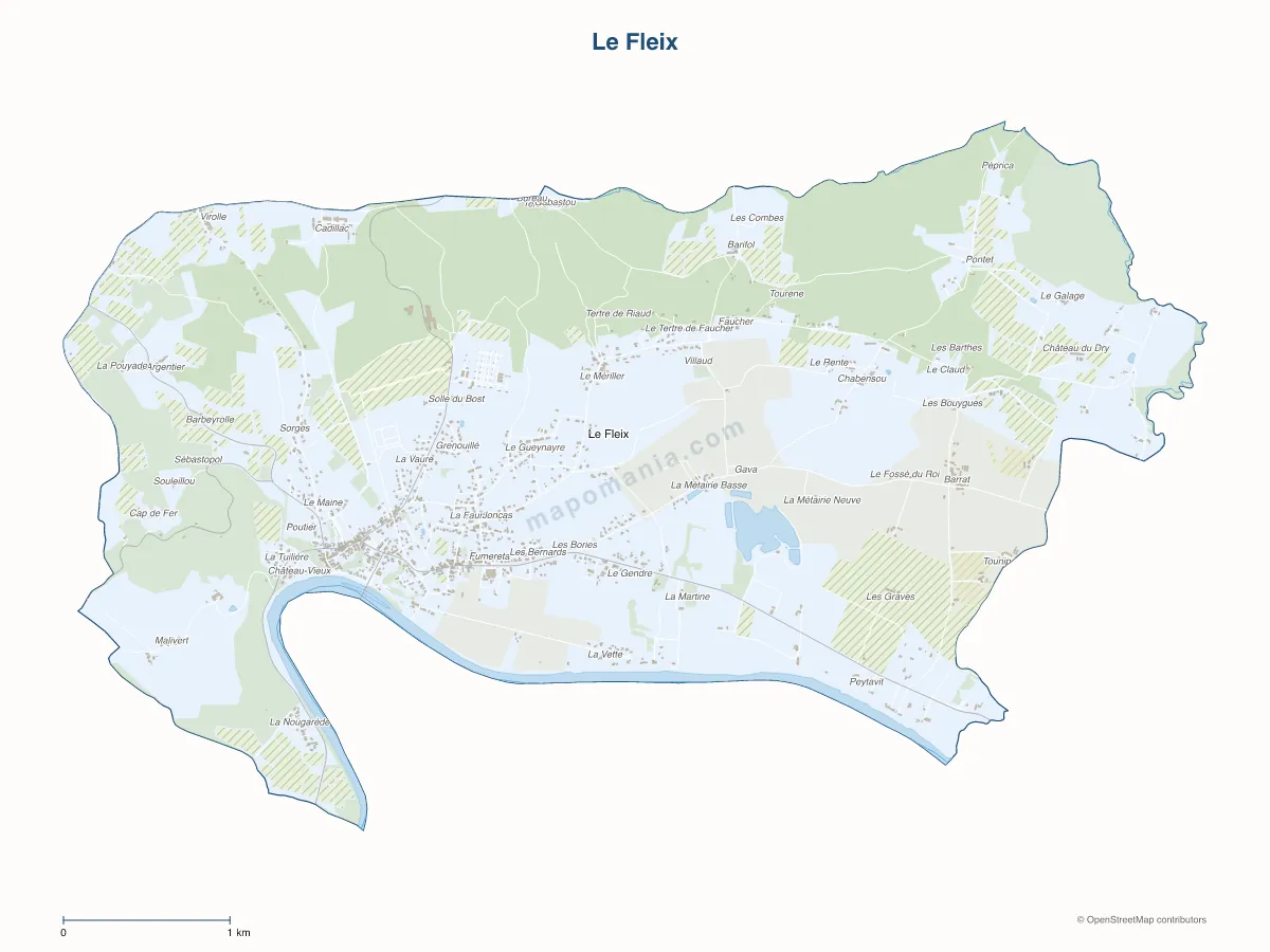 Carte de Le Fleix à personnaliser