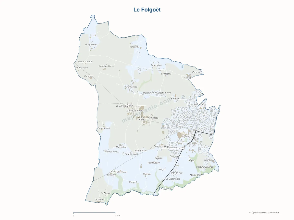 Carte de Le Folgoët à personnaliser
