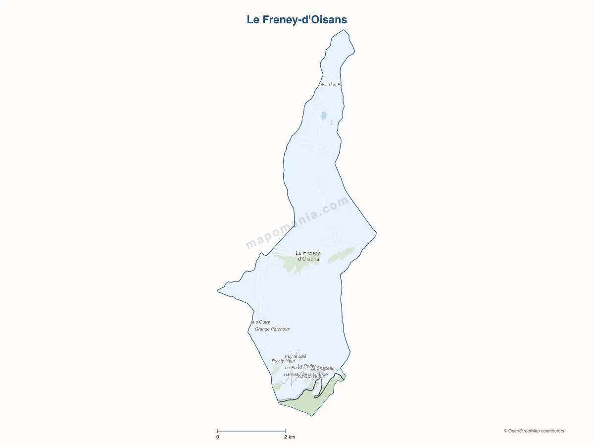 Carte de Le Freney-d'Oisans à personnaliser