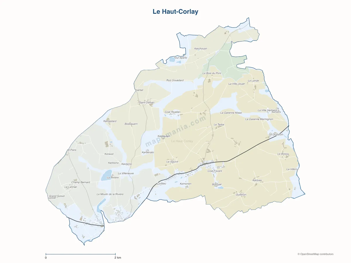 Carte de Le Haut-Corlay à personnaliser