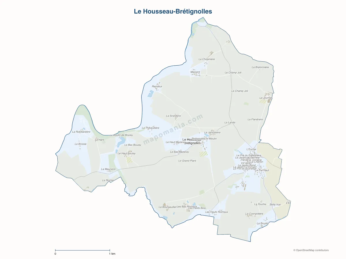 Carte de Le Housseau-Brétignolles à personnaliser