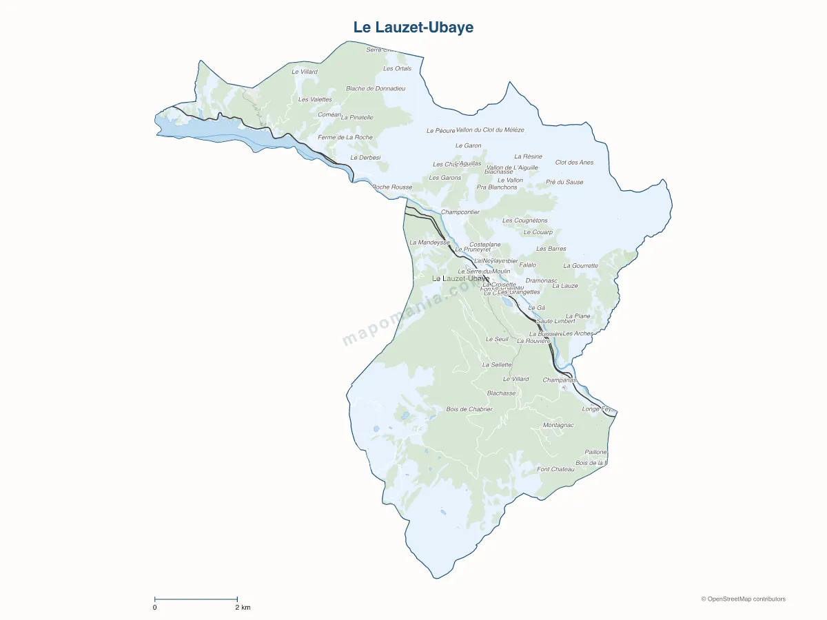 Carte de Le Lauzet-Ubaye à personnaliser